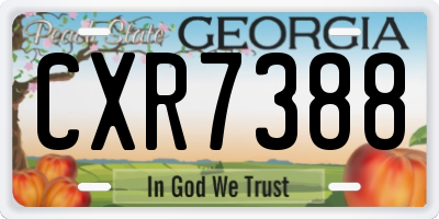 GA license plate CXR7388