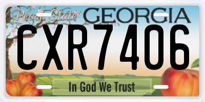GA license plate CXR7406