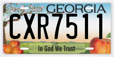 GA license plate CXR7511