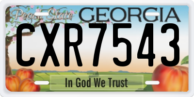 GA license plate CXR7543