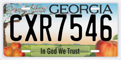 GA license plate CXR7546