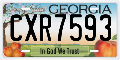 GA license plate CXR7593