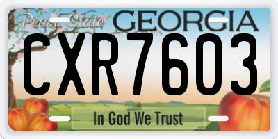 GA license plate CXR7603