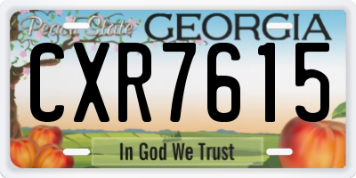 GA license plate CXR7615