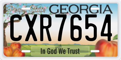 GA license plate CXR7654