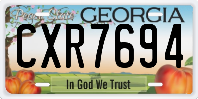 GA license plate CXR7694