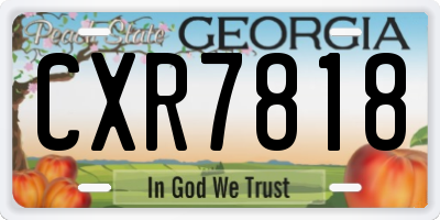 GA license plate CXR7818