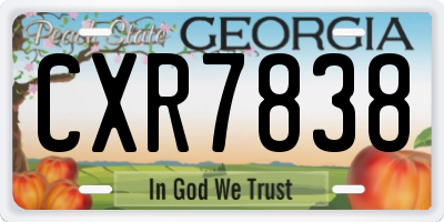GA license plate CXR7838