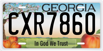 GA license plate CXR7860