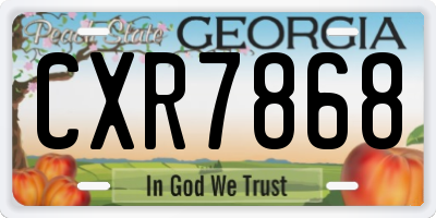 GA license plate CXR7868