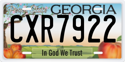 GA license plate CXR7922