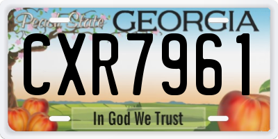 GA license plate CXR7961