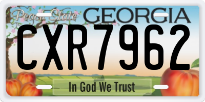GA license plate CXR7962