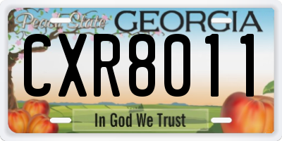 GA license plate CXR8011