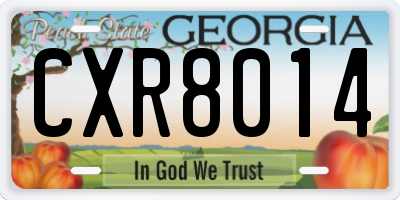 GA license plate CXR8014