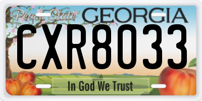 GA license plate CXR8033