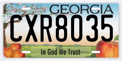 GA license plate CXR8035