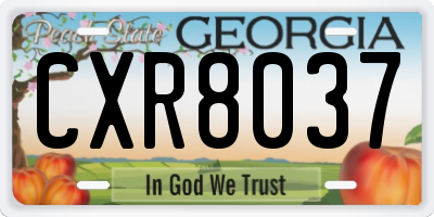 GA license plate CXR8037