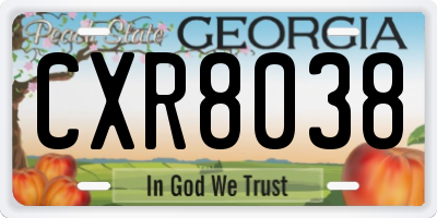 GA license plate CXR8038