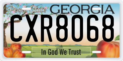 GA license plate CXR8068