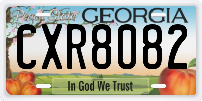GA license plate CXR8082