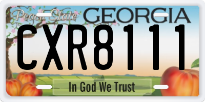 GA license plate CXR8111