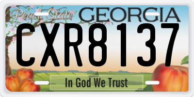 GA license plate CXR8137