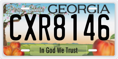 GA license plate CXR8146
