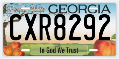 GA license plate CXR8292