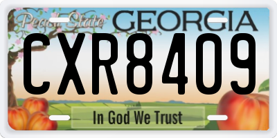 GA license plate CXR8409