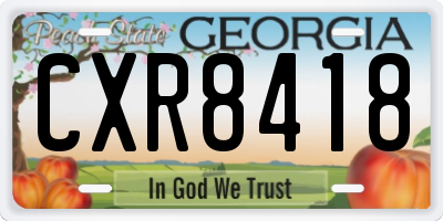 GA license plate CXR8418