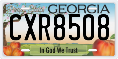 GA license plate CXR8508
