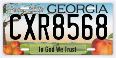 GA license plate CXR8568
