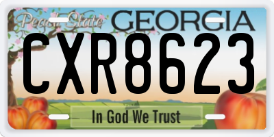 GA license plate CXR8623