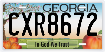 GA license plate CXR8672