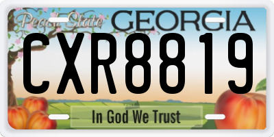 GA license plate CXR8819