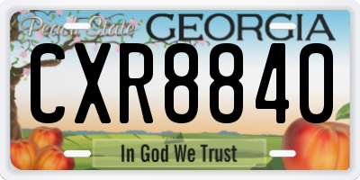 GA license plate CXR8840