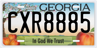 GA license plate CXR8885