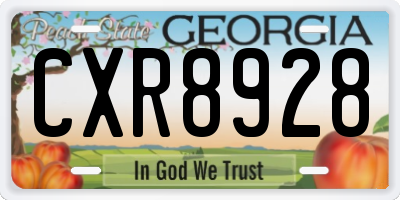GA license plate CXR8928
