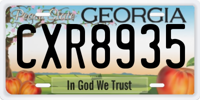 GA license plate CXR8935