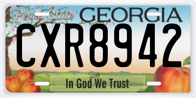 GA license plate CXR8942