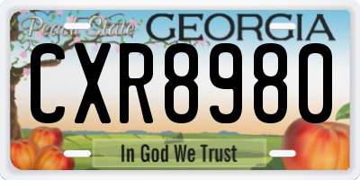 GA license plate CXR8980