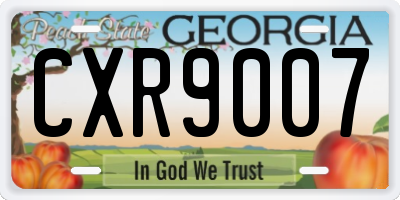 GA license plate CXR9007