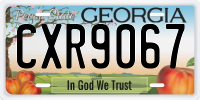 GA license plate CXR9067