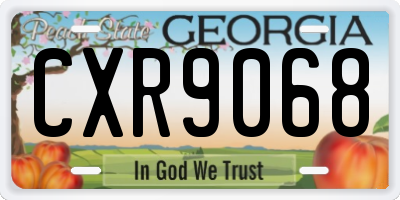 GA license plate CXR9068