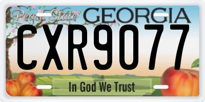 GA license plate CXR9077