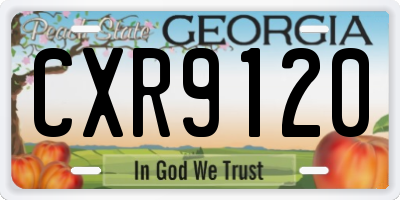 GA license plate CXR9120