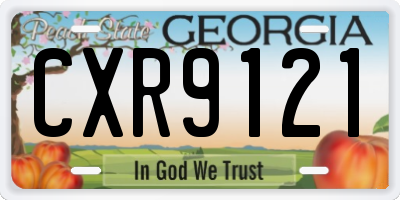 GA license plate CXR9121