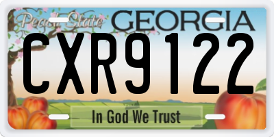 GA license plate CXR9122