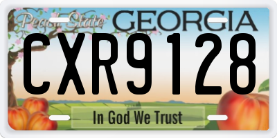 GA license plate CXR9128